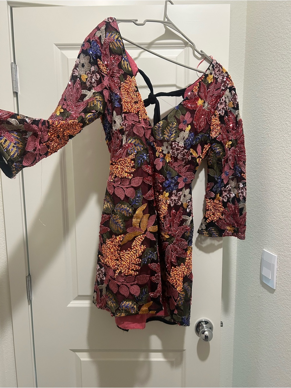 Anthropologie Burgundy Floral Embroidered Tunic with Multicolor Accents